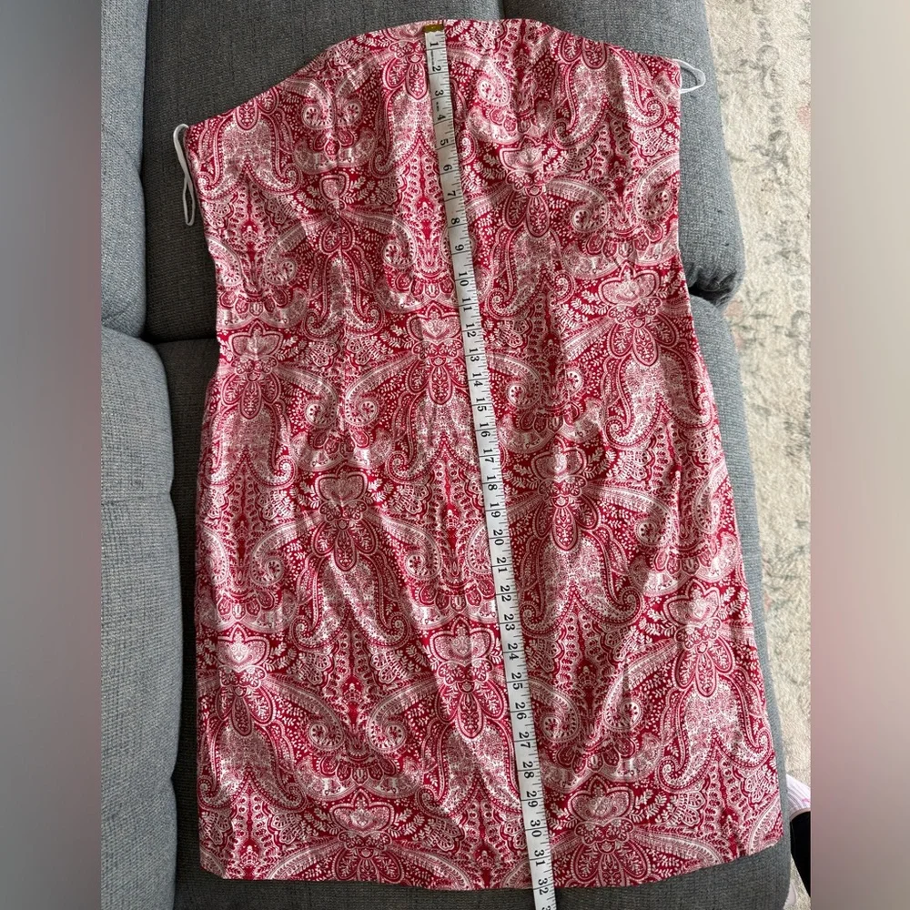 Plus Size 18 Strapless Mini Dress Red and White Paisley Bandana Western - Picture 13 of 13